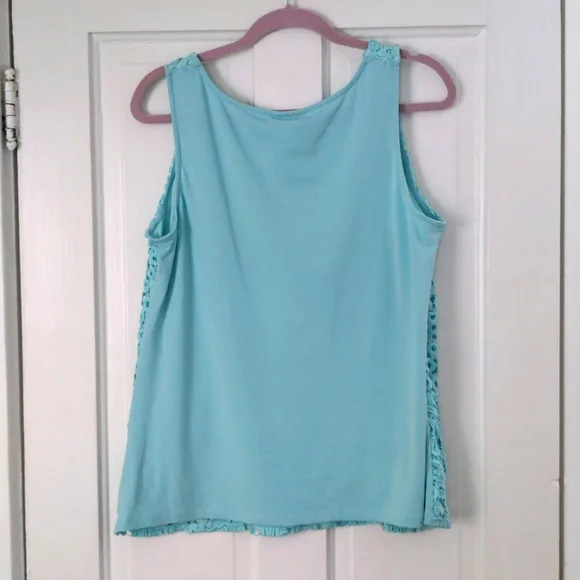 Aqua Mixed Media Blouse (like new) - Picture 5 of 5
